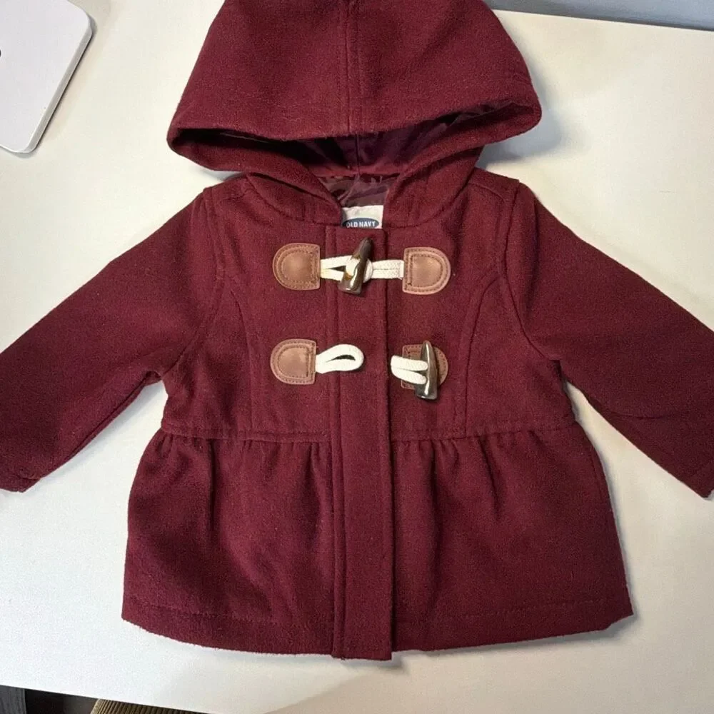 Old Navy Burgundy Pea Coat Baby 3-6 mo
